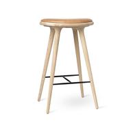 Tabouret Haut Mater, Tabouret de Bar, Chêne Traité Savon/cuir Sable , 74 cm