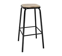 Tabouret haut noir avec assise en bois Bolero Cantina lot de 4