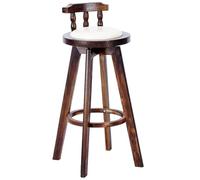 Tabouret Haut Pivotants à 360° avec Pieds en Bois Massif, Tabouret Bar Bois Hauteur Comptoir avec Dossier, Montage Facile, Forte Capacité de Charge, pour Café, Cuisine, Pub(White)