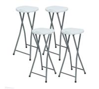 Tabouret Haut Pliant - THINIA HOME - Lot de 4 - Blanc - 30x76cm - Design Contemporain