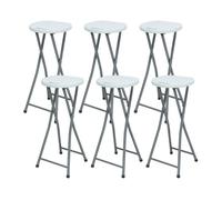 Tabouret Haut Pliant - THINIA HOME - Lot de 6 - Blanc - 30x76cm - Résine
