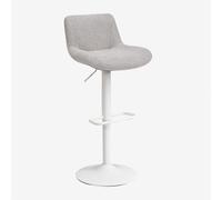 Tabouret haut réglable avec dossier en métal et tissu Igarasi Blanc - Gris Clair