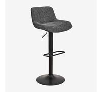 Tabouret haut réglable avec dossier en métal et tissu Igarasi Gris - Noir