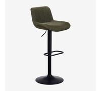 Tabouret haut réglable avec dossier en métal et tissu Igarasi Noir - Verde Army