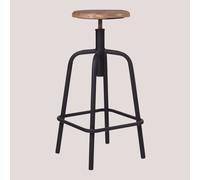 SKLUM Tabouret Haut réglable en Acier et Bois Ery Noir