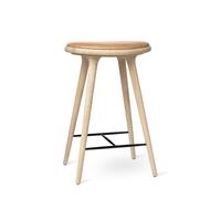 Tabouret Haut , Tabouret de Bar, Chêne Traité Savon/cuir Sable , 69 cm