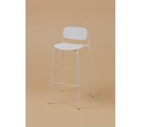 Tabouret haut USO - Assise et dossier incurvés - Pour intérieur et extérieur - Empilable - Blanc - Pieds blanc