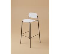 Tabouret haut USO - Assise et dossier incurvés - Pour intérieur et extérieur - Empilable - Blanc - Pieds Noir