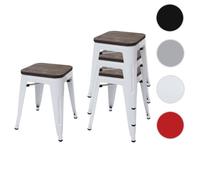 Mendler 4X Tabouret HWC-A73 Industrie Blanc