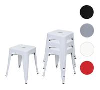 Tabouret - HWC - A73 - Métal thermolaqué - Style industriel - Empilable - Lot de 4