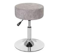 Tabouret HWC-C22, hauteur réglable Ø 35 cm imitiation daim gris vintage