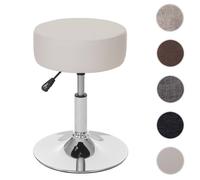 Tabouret HWC-C22, hauteur réglable, Ø 35 cm ~ similicuir crème