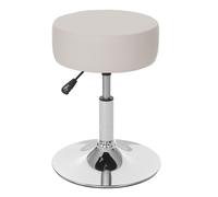 Tabouret HWC-C22, hauteur réglable, Ø 35 cm similicuir crème