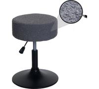 Tabouret HWC-C22, tabouret d'assise Tabouret de maquillage, réglable en hauteur pivotant Ø 37cm Tissu Bouclé (450g/m²) ~ gris foncé