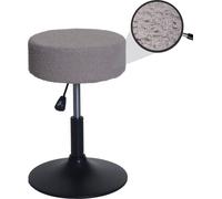 Tabouret HWC-C22, tabouret d'assise Tabouret de maquillage, réglable en hauteur pivotant Ø 37cm Tissu Bouclé (450g/m²) ~ taupe