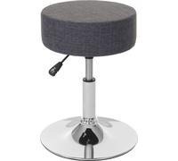 Tabouret HWC-C22, tabouret de maquillage, hauteur réglable Ø 35cm ~ textile, gris