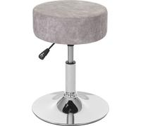 Tabouret HWC-C22, tabouret de maquillage, réglable en hauteur Ø 35cm ~ imitation daim, gris vintage