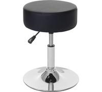 Tabouret HWC-C22, tabouret de maquillage, réglable en hauteur Ø 35cm ~ simili-cuir, noir