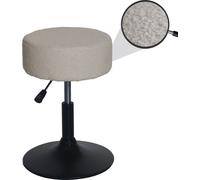 Tabouret HWC-C22, tabouret de maquillage, réglable en hauteur pivotant Ø 37cm Tissu Bouclé (450g/m²) ~ beige