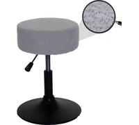 Tabouret HWC-C22, tabouret de maquillage, réglable en hauteur pivotant Ø 37cm Tissu Bouclé (450g/m²) ~ gris