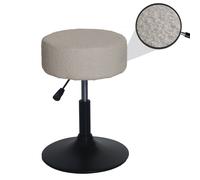 Mendler Tabouret HWC-C22, Tabouret de Maquillage, réglable en Hauteur pivotant Ø 37cm Tissu Bouclé (450g/m²) MVG - Beige
