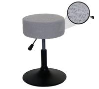 Tabouret Hwc-C22, Tabouret De Maquillage, Réglable En Hauteur Pivotant Ø 37cm Tissu Bouclé (450g/M²) Mvg Gris Gris