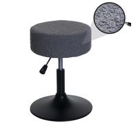 Tabouret HWC-C22, tabouret d'assise Tabouret de maquillage, réglable en hauteur pivotant Ø 37cm Tissu Bouclé (450g/m²) ~ gris foncé