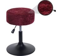 Tabouret HWC-C22, tabouret de maquillage, réglable en hauteur pivotant Ø 37cm Tissu Chenille (465g/m²) ~ bordeaux