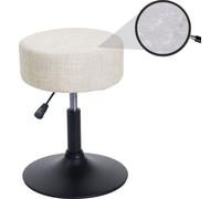 Tabouret HWC-C22, tabouret de maquillage, réglable en hauteur pivotant Ø 37cm Tissu chenille (465g/m²) ~ crème-blanc