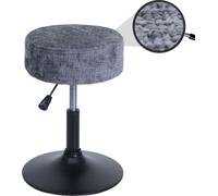 Tabouret HWC-C22, tabouret de maquillage, réglable en hauteur pivotant Ø 37cm Tissu Chenille (465g/m²) ~ gris foncé