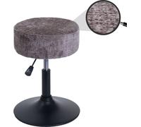 Tabouret HWC-C22, tabouret de maquillage, réglable en hauteur pivotant Ø 37cm Tissu Chenille (465g/m²) ~ marron