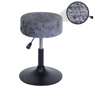 Tabouret HWC-C22, Tabouret de Maquillage, réglable en Hauteur pivotant Ø 37cm Tissu Chenille (465g/m²) MVG - Gris foncé
