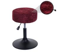 Tabouret HWC-C22, Tabouret de Maquillage, réglable en Hauteur pivotant Ø 37cm Tissu Chenille (465g/m²) MVG - Bordeaux