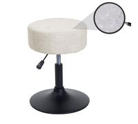 Tabouret Hwc-C22, Tabouret De Maquillage, Réglable En Hauteur Pivotant Ø 37cm Tissu Chenille (465g/M²) Mvg Crème-Blanc Beige