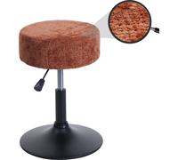 Tabouret HWC-C22, tabouret de maquillage, réglable en hauteur pivotant Ø 37cm Tissu Chenille (465g/m²) ~ terracotta
