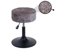 Tabouret HWC-C22, Tabouret de Maquillage, réglable en Hauteur pivotant Ø 37cm Tissu Chenille (465g/m²) MVG - Marron