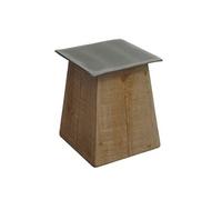 Tabouret HWC-L76, pouf en bois, bois massif industriel certifié MVG, naturel avec aspect métal