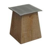 Tabouret HWC-L76, pouf en bois, bois massif industriel certifié MVG, naturel avec aspect métal