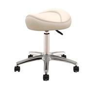 Tabouret hydraulique pivotant réglable en cuir synthétique pour salon de coiffure, dentaire, tatouage, spa et beauté (capacité de 150 kg) (blanc)