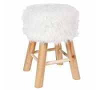Atmosphera Tabouret fourrure Blanc G