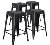 Tabouret Kai Commercial Grade 4 de Flash Furniture, 24 po de haut, dossier nu, en métal noir vieilli, hauteur de comptoir intérieur/extérieur