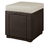 Tabouret Keter marron avec coussin et fonction de rangement intégré pratique