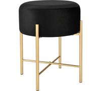 Tabouret Kungälv Tabouret rembourré jusqu'à 100 kg Tabouret piètement métallique coton noir/laiton