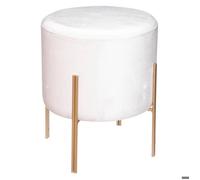 Tabouret ""Living"" velours blanc ivoire - Atmosphera Créateur d'intérieur