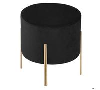 Atmosphera – Tabouret d'appoint Living – Velours Art Déco – Noir