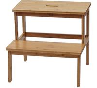 Tabouret Marche-Pied HWC-B87, Banquette, marchepied, Tabouret en Bois, Bambou 43x47x38cm