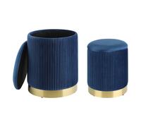 Tabouret MASHIKE en matière synthétique bleu et or 360x360x440mm