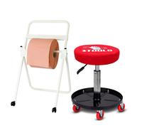 Tabouret Mécanicien BM TOOLS BMT-STOOL siège pivotant Hauteur réglable roulettes / Supports OUTILS avec Dévidoir de papier