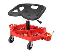 Tabouret mécanicien rolling creeper charge 150 kg hauteur 48-64 cm siège ergonomique plateau outils atelier auto rouge