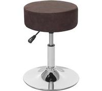 Tabouret MENDLER HWC-C22, hauteur réglable Ø 35 cm imitiation daim brun foncé vintage Marron G